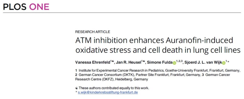 PLOS One Auranofin ATM cell death Vanessa Ehrenfeld Jan Heusel Sjoerd van Wijk